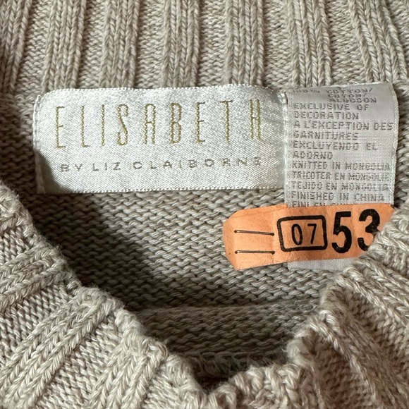 ELISABETH by Liz Claiborne cable knit sweater fisherman sweater vintage - Picture 5 of 6